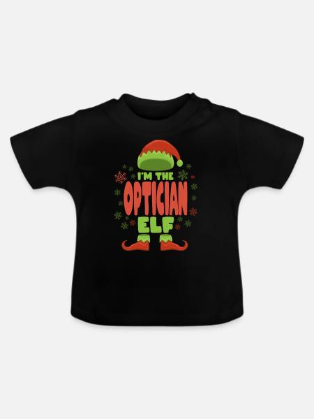 Optiker Weihnachtself - Baby Bio-T-Shirt mit Rundhals - Schwarz