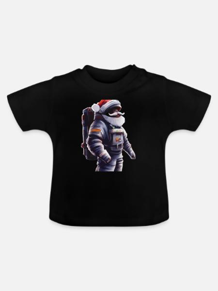 Weihnachtsmann im Raumanzug Geschenkidee - Baby Bio-T-Shirt mit Rundhals - Schwarz