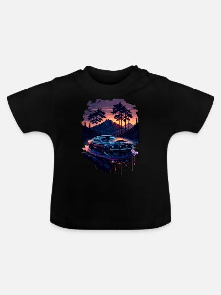 Klassischer Sportwagen - Baby Bio-T-Shirt mit Rundhals - Schwarz