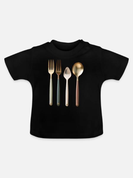 Gabeln und Löffel - Baby Bio-T-Shirt mit Rundhals - Schwarz