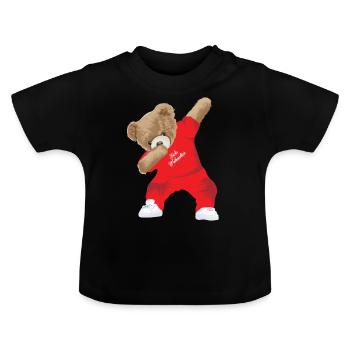 Dabbing Teddy - Baby Bio-T-Shirt mit Rundhals - Schwarz - Vorne