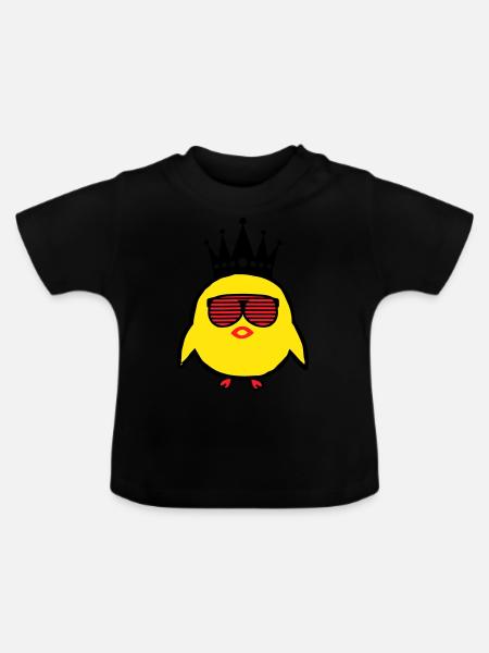 king kücken - Baby Bio-T-Shirt mit Rundhals - Schwarz