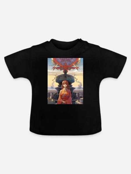 Manga Frau - Baby Bio-T-Shirt mit Rundhals - Schwarz