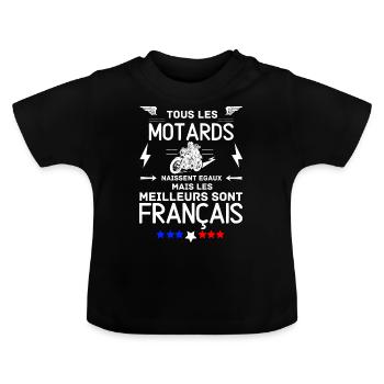LES MEILLEURES MOTARDES SONT BELGES - T-shirt bio col rond Bébé - noir - Devant