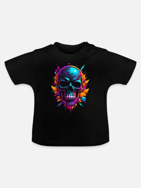 Skull - Baby Bio-T-Shirt mit Rundhals - Schwarz
