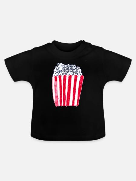 Popcorn - Baby Bio-T-Shirt mit Rundhals - Schwarz