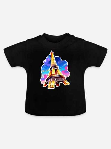 Eiffelturm #22 - Baby Bio-T-Shirt mit Rundhals - Schwarz