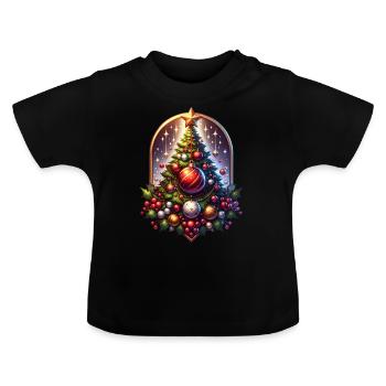Weihnachtsstern Weihnachtsbaum Sternenhimmel - Baby Bio-T-Shirt mit Rundhals - Schwarz - Vorne