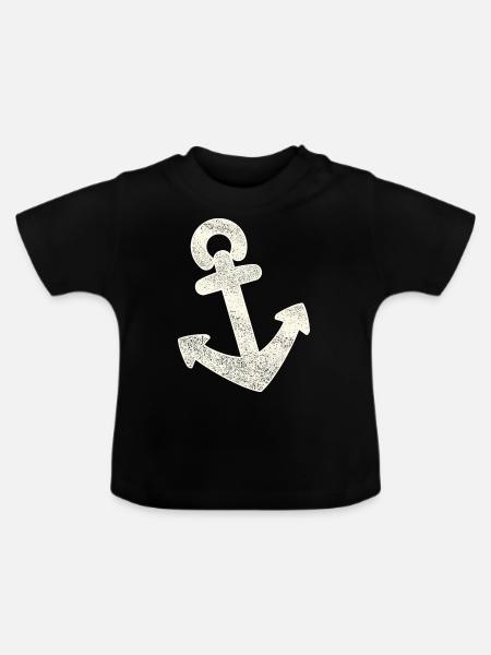 Anker distressed - Baby Bio-T-Shirt mit Rundhals - Schwarz