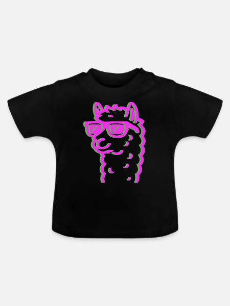 lama sonnenbrille - Baby Bio-T-Shirt mit Rundhals - Schwarz