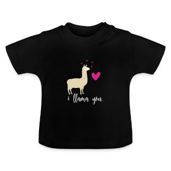 Ich liebe dich - Lama Freundin Partnerin Geschenk - Baby Bio-T-Shirt mit Rundhals - Schwarz - Vorne