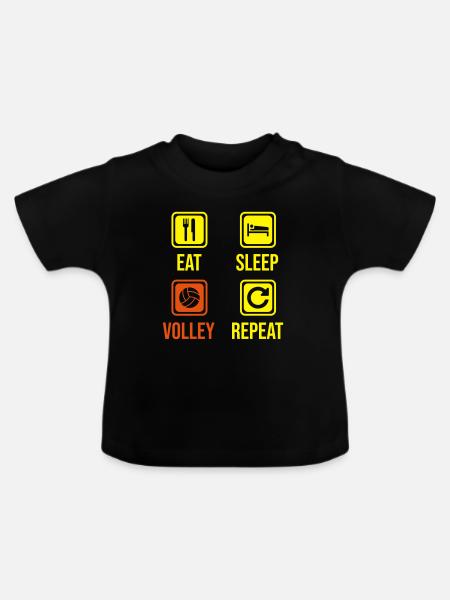 Eat. Sleep. Volley. Repeat. - Baby Bio-T-Shirt mit Rundhals - Schwarz