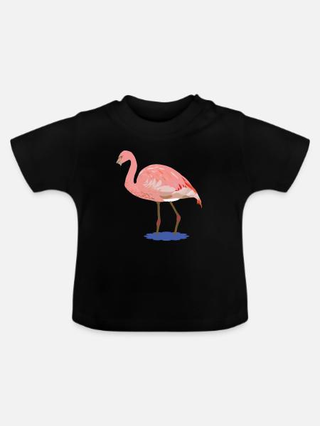 Flora Flamingo - Baby Bio-T-Shirt mit Rundhals - Schwarz