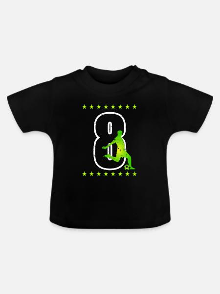 Fußball Trikotnummer 08 - Baby Bio-T-Shirt mit Rundhals - Schwarz
