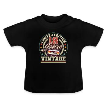 18. Geburtstag Vintage Audiokassette 18 Jahre - Baby Bio-T-Shirt mit Rundhals - Schwarz - Vorne