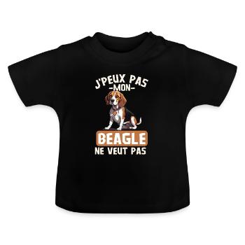 Chien de race beagle - T-shirt bio col rond Bébé - noir - Devant