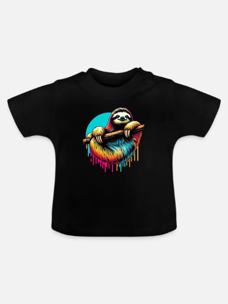 Faultier - Baby Bio-T-Shirt mit Rundhals - Schwarz