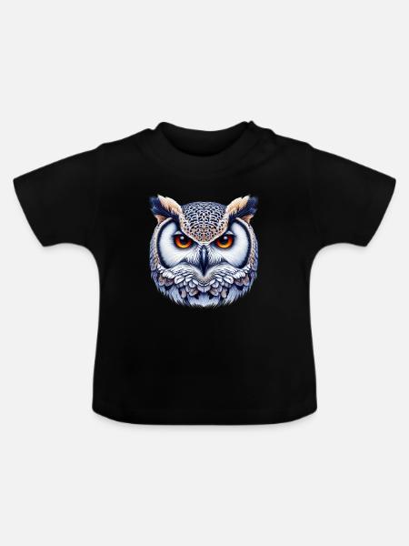 Eule - Baby Bio-T-Shirt mit Rundhals - Schwarz