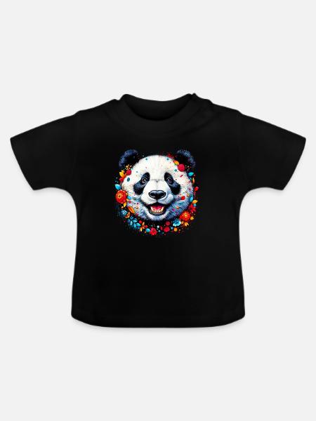 Panda - Baby Bio-T-Shirt mit Rundhals - Schwarz
