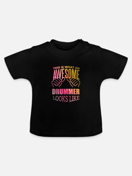 Trommel Trommel Trommel - Baby Bio-T-Shirt mit Rundhals - Schwarz