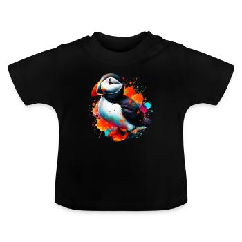 Puffin - Baby Organic T-Shirt with Round Neck - black - Front
