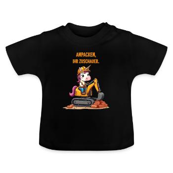 Maître excavatrice licorne - T-shirt bio col rond Bébé - noir - Devant