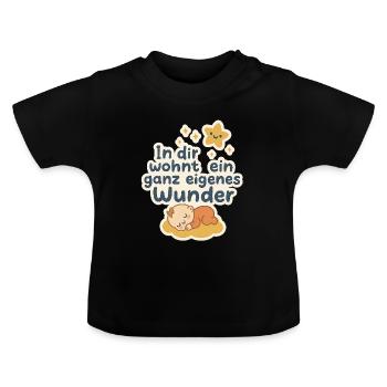 In dir wohnt ein Wunder – Baby Geschenk - Baby Bio-T-Shirt mit Rundhals - Schwarz - Vorne