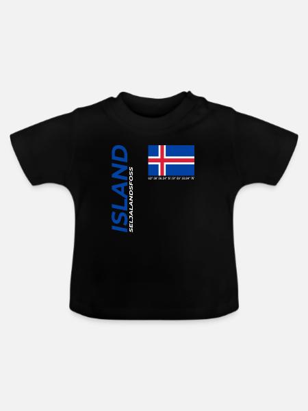 Seljalandsfoss - Baby Bio-T-Shirt mit Rundhals - Schwarz