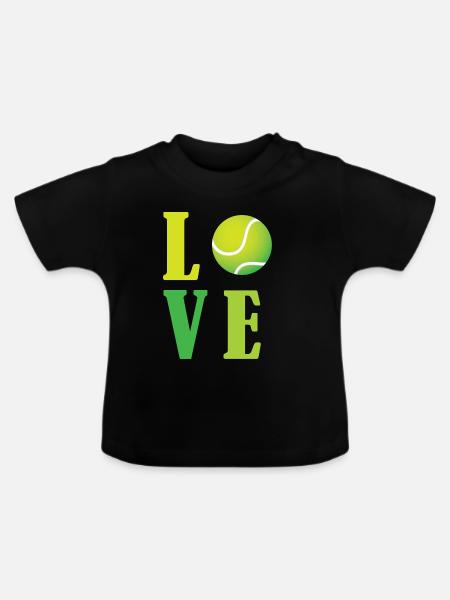Ich liebe Tennis - Baby Bio-T-Shirt mit Rundhals - Schwarz