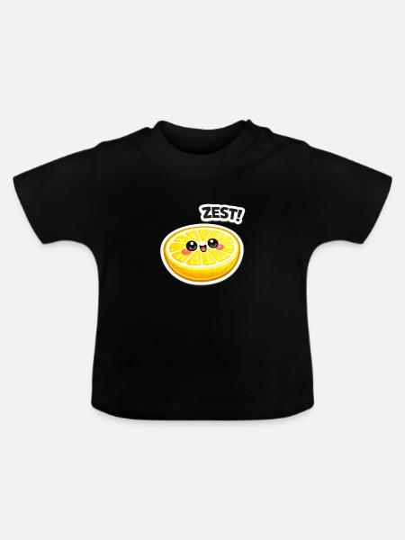 Zitrus Zest Sticker - Baby Bio-T-Shirt mit Rundhals - Schwarz