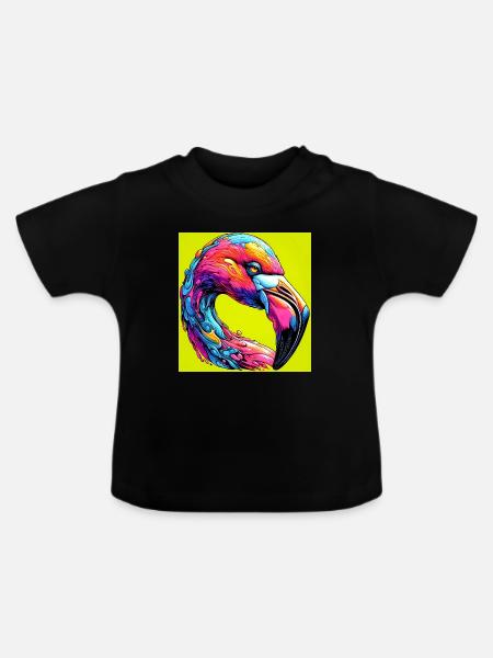 Flamingo - Baby Bio-T-Shirt mit Rundhals - Schwarz