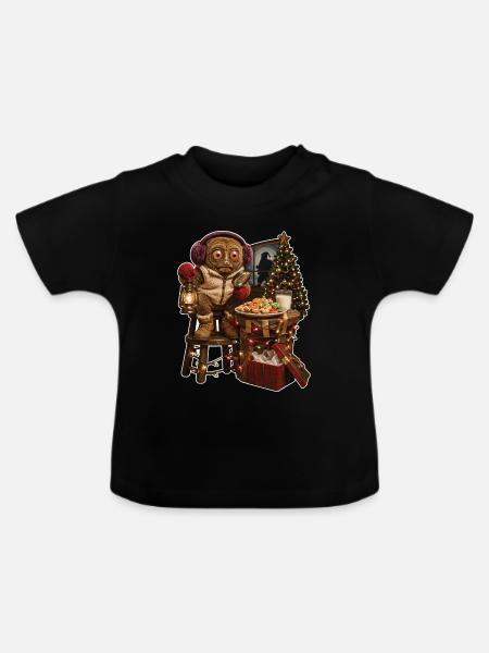 Koboldmaki in der Weihnachts-Nachtschicht - Baby Bio-T-Shirt mit Rundhals - Schwarz