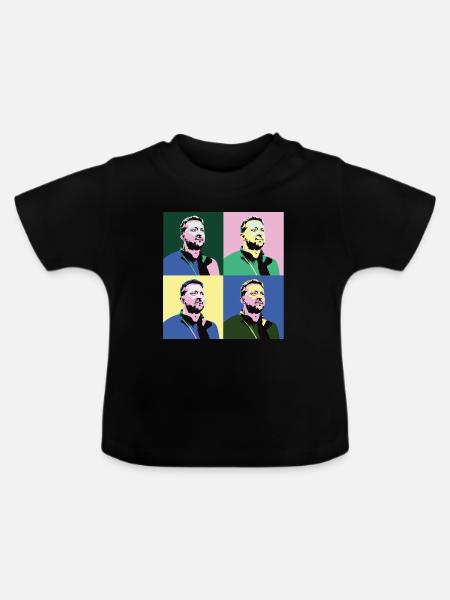 Selenskyj Pop-Art - Baby Bio-T-Shirt mit Rundhals - Schwarz
