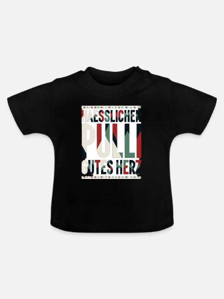 Hässlicher Pulli, gutes Herz - Baby Bio-T-Shirt mit Rundhals - Schwarz