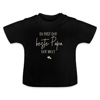 Du bist der beste Papa der Welt - Baby Bio-T-Shirt mit Rundhals - Schwarz - Vorne