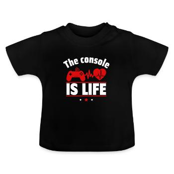 Die Konsole ist das Leben - Baby Bio-T-Shirt mit Rundhals - Schwarz - Vorne
