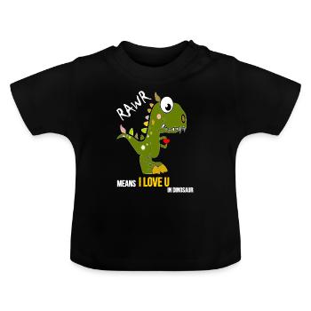 Dino love - RAWR Dinosaurs love - T-shirt bio col rond Bébé - noir - Devant