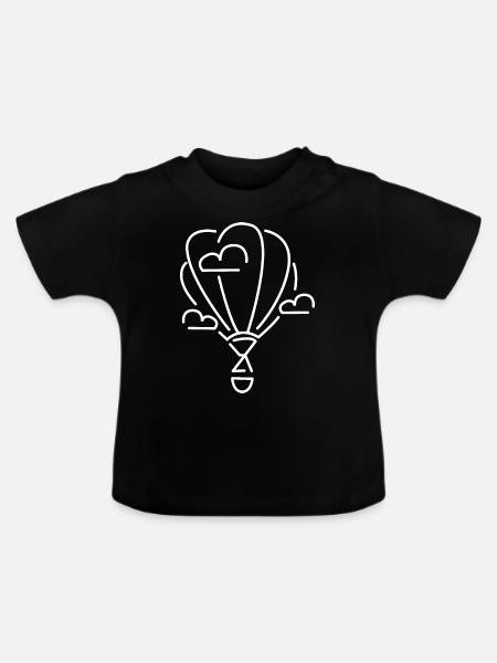 Heißluftballon Wolken Fliegen - Baby Bio-T-Shirt mit Rundhals - Schwarz