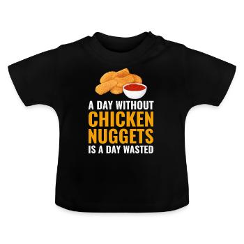 Chicken Nuggets Fast Food Lustiger Spruch - Baby Bio-T-Shirt mit Rundhals - Schwarz - Vorne