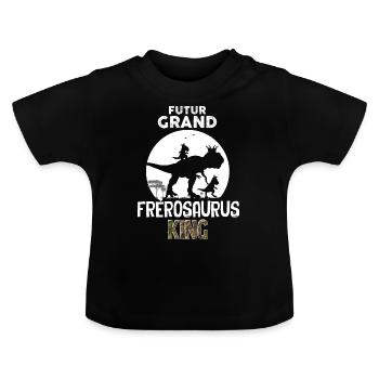 Future Great Frèrosaurus Frere Dinosaur Humor - Baby Organic T-Shirt with Round Neck - black - Front