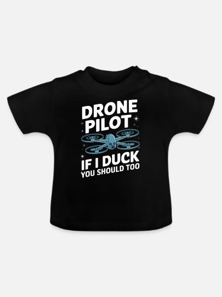 Dronen Pilot Quadrocopter Drone - Baby Bio-T-Shirt mit Rundhals - Schwarz
