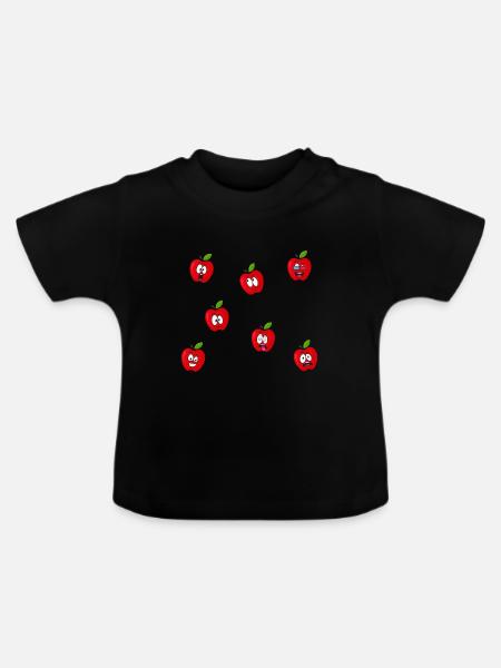Äpfel - Baby Bio-T-Shirt mit Rundhals - Schwarz