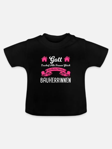 Bauherrin Bauherr Hausbau Geschenk - Baby Bio-T-Shirt mit Rundhals - Schwarz