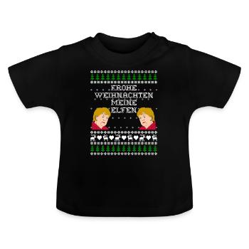 Ugly Sweater Christmas Weihnachten Merkel Geschenk - Baby Bio-T-Shirt mit Rundhals - Schwarz - Vorne