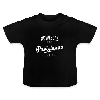 Nouvelle Parisienne - Idée cadeau bébé - T-shirt bio col rond Bébé - noir - Devant