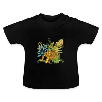 Girafant im Dschungel - Baby Bio-T-Shirt mit Rundhals - Schwarz - Vorne