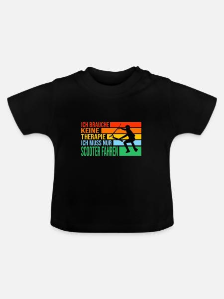 Scooter Roller Scooter-Fahrer Geschenk - Baby Bio-T-Shirt mit Rundhals - Schwarz