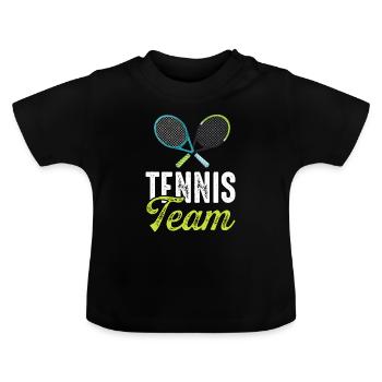Tennis Team Tennisschläger - Baby Bio-T-Shirt mit Rundhals - Schwarz - Vorne
