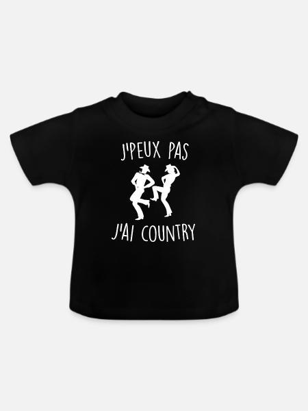 J'peux pas j'ai country - T-shirt bio col rond Bébé - noir