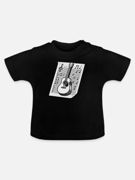 Guitare acoustique - T-shirt bio col rond Bébé - noir